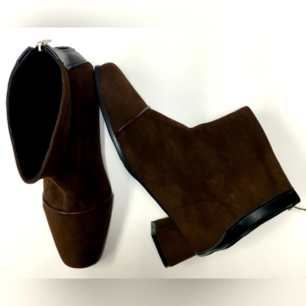 Faux Suede Leather Booties EU 39 Black Brown NEW